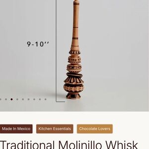 Traditional Wooden Molinillo Whisk Kitchen Tool For Hot Coco NWOT